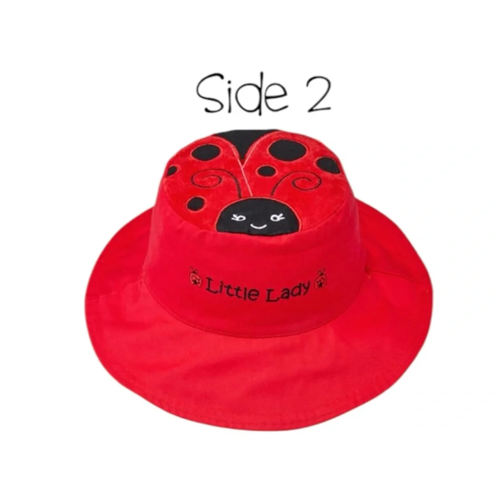 FLAPJACK KIDS Reversible Kids Sun Hat - Yellow Bee / Red Ladybug Size S — NWOT